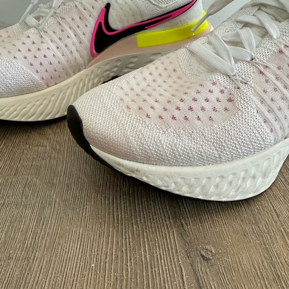 Nike React Infinity Run Flyknit 2.0 Neon Yellow Pink White Mens Running Shoes - Picture 6 of 11